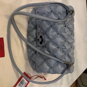 Valentino Garavani GORGEOUS new- tags Napa Medium Spikeme Shoulder Bag Gray